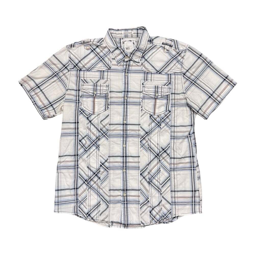 Men’s BKE Athletic Fit Button Down Pearl Snap Shirt Size XL